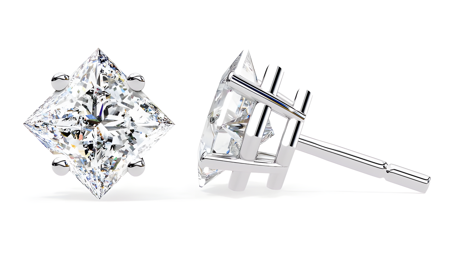 LGD Solitaire Ear Studs (2.10 cts) Princess Stone DCER-1