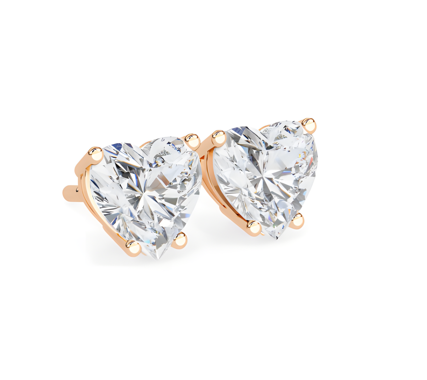 LGD Solitaire Ear Studs (2.40 cts) Heart Stone DCER-4