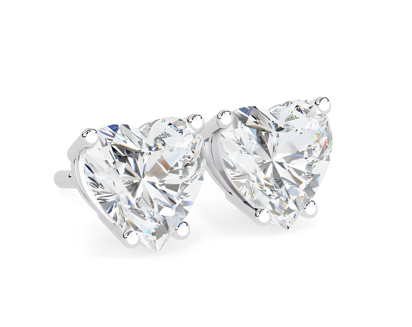 LGD Solitaire Ear Studs (2.40 cts) Heart Stone DCER-4