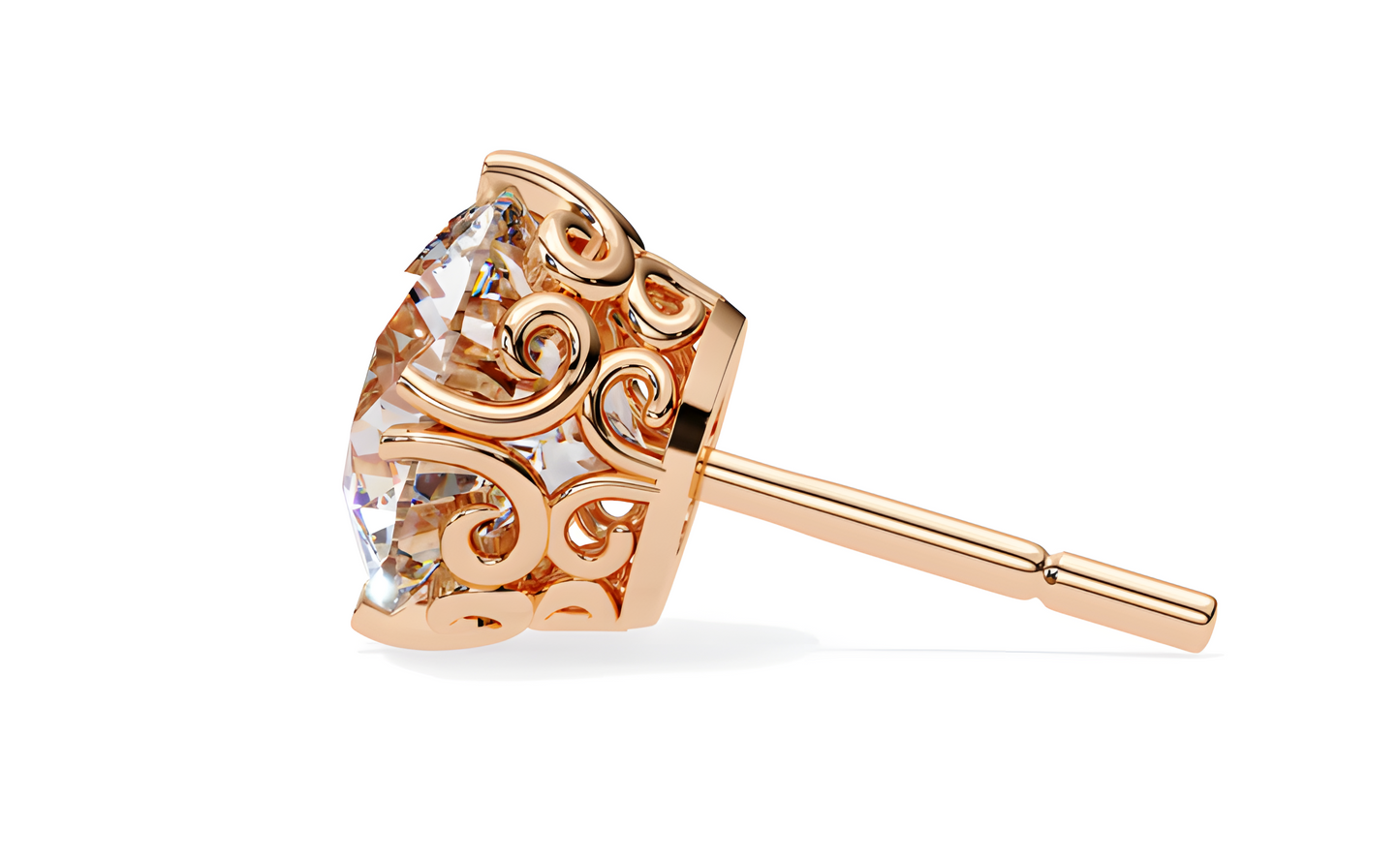LGD Solitaire Ear Studs (3.10 cts) Round Stone DCER-6