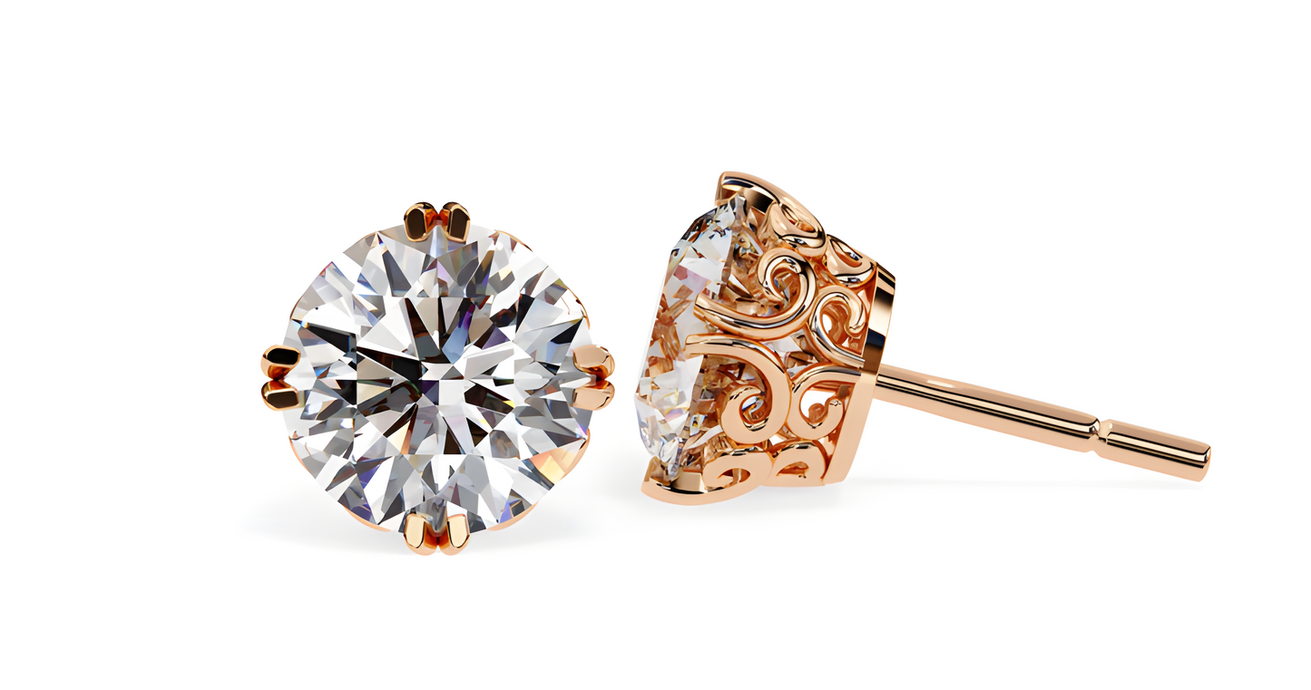 LGD Solitaire Ear Studs (3.10 cts) Round Stone DCER-6