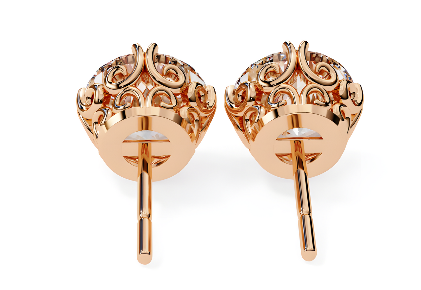 LGD Solitaire Ear Studs (3.10 cts) Round Stone DCER-6