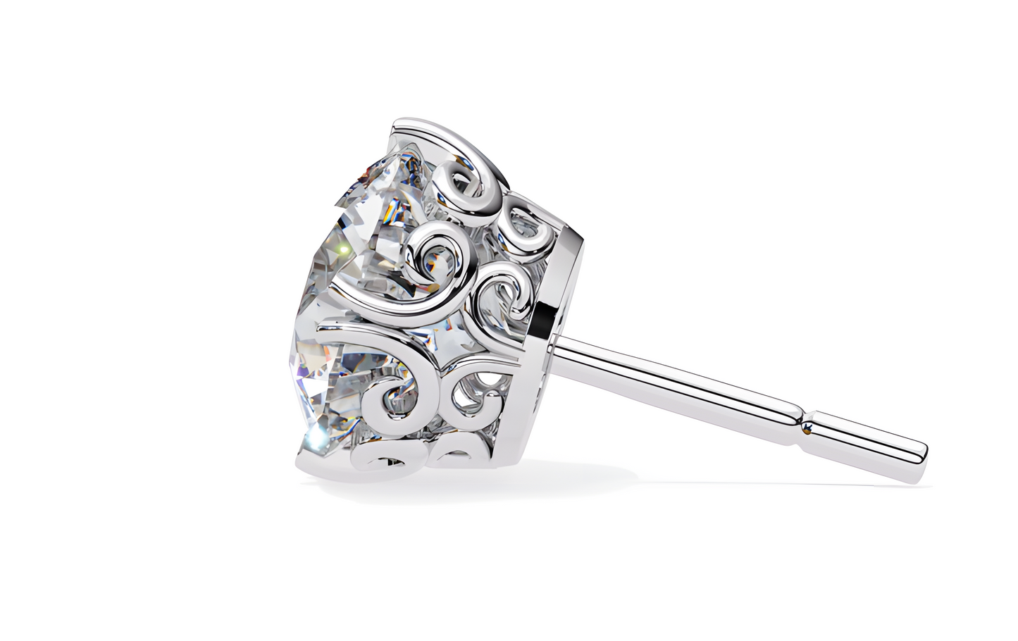 LGD Solitaire Ear Studs (3.10 cts) Round Stone DCER-6