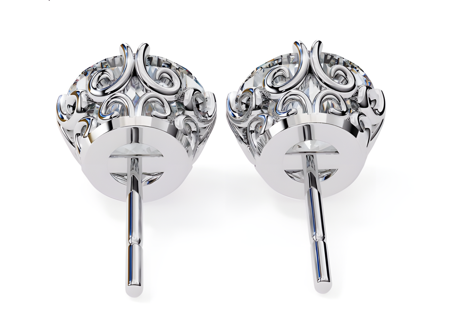 LGD Solitaire Ear Studs (3.10 cts) Round Stone DCER-6