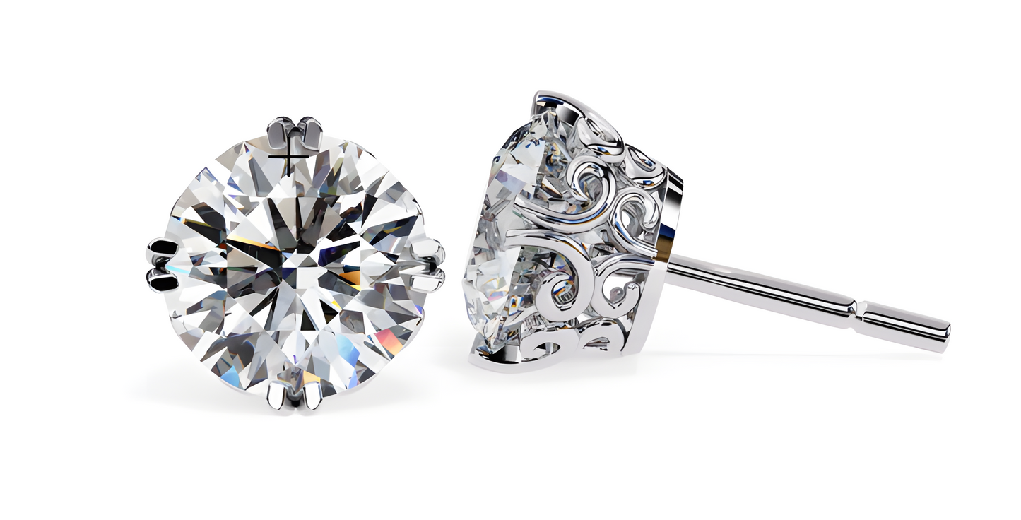 LGD Solitaire Ear Studs (3.10 cts) Round Stone DCER-6