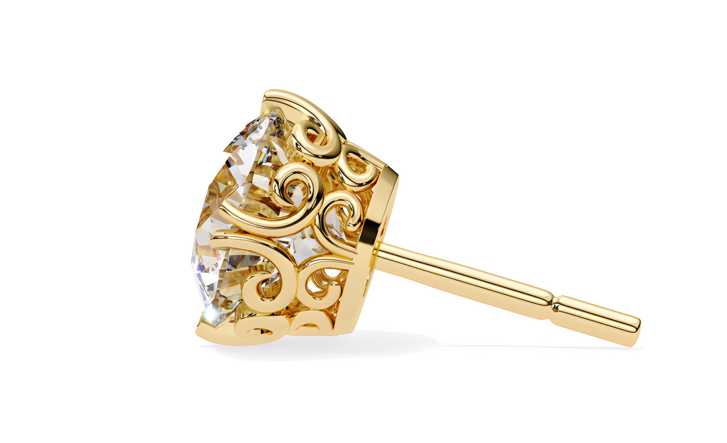 LGD Solitaire Ear Studs (3.10 cts) Round Stone DCER-6