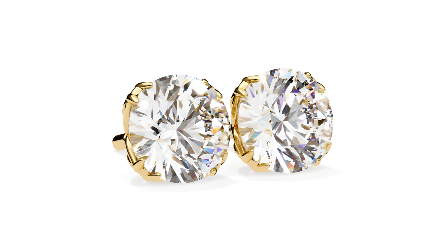 LGD Solitaire Ear Studs (2.10 cts) Round Stone DCER-7