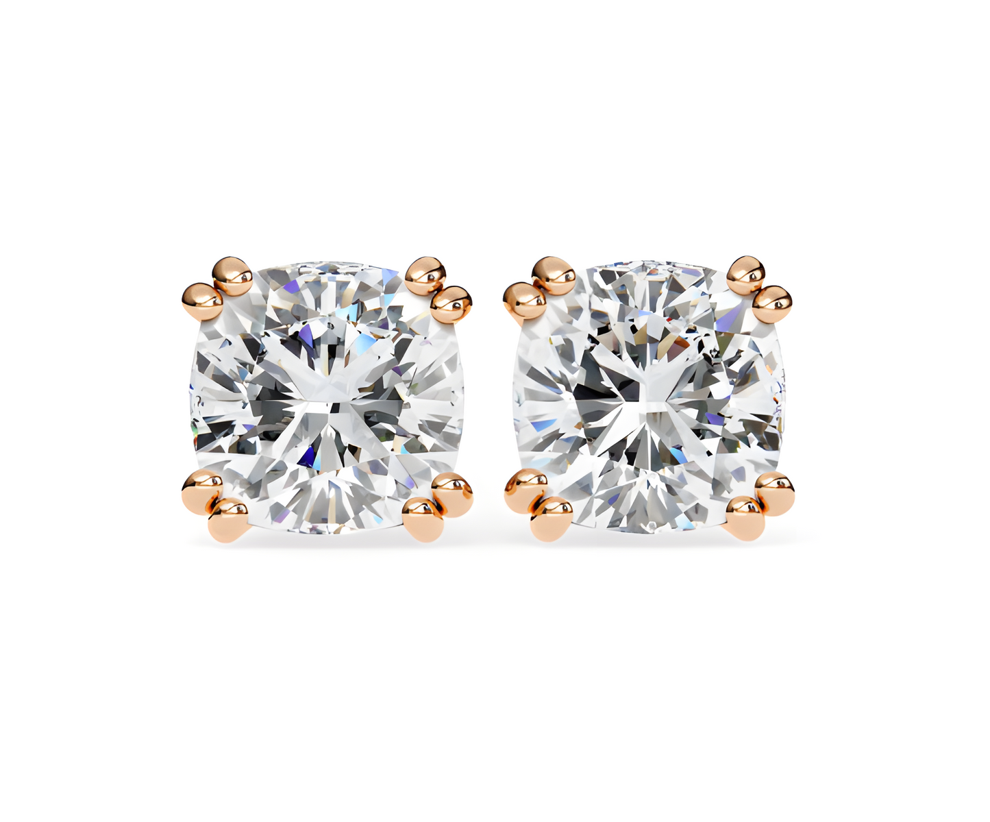 LGD Solitaire Ear Studs (2.24 cts) Cushion Brilliant Stone DCER-8