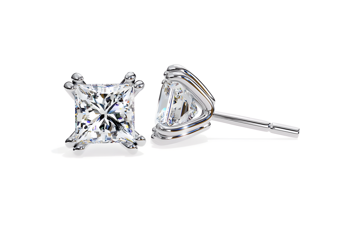LGD Solitaire Ear Studs (2.42 cts) Princess Stone DCER-9