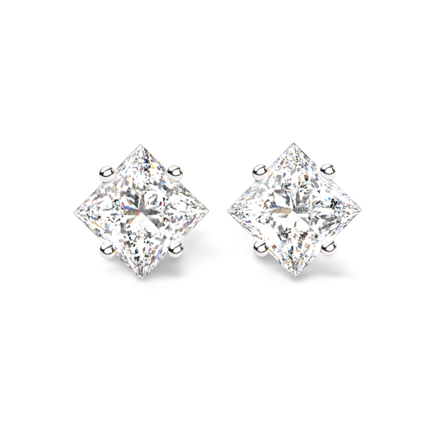 LGD Solitaire Ear Studs (2.10 cts) Princess Stone DCER-1