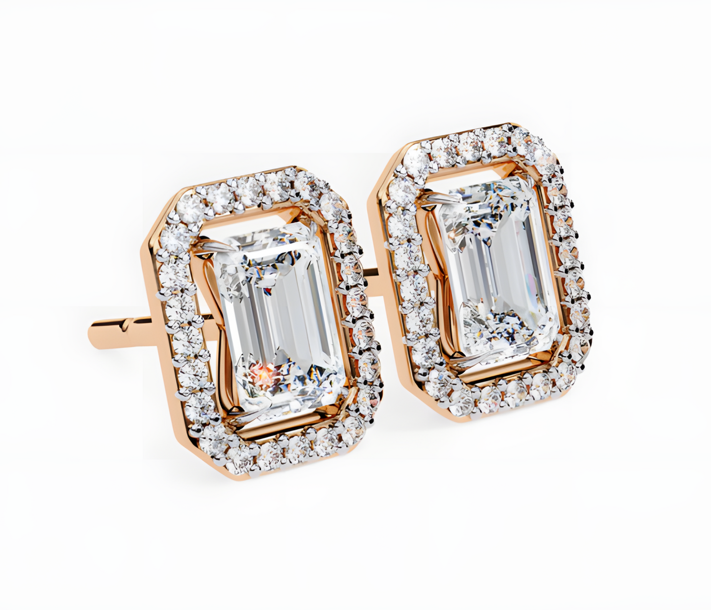 LGD Solitaire Ear Studs (2.44 cts) Emerald Stone DCER-11