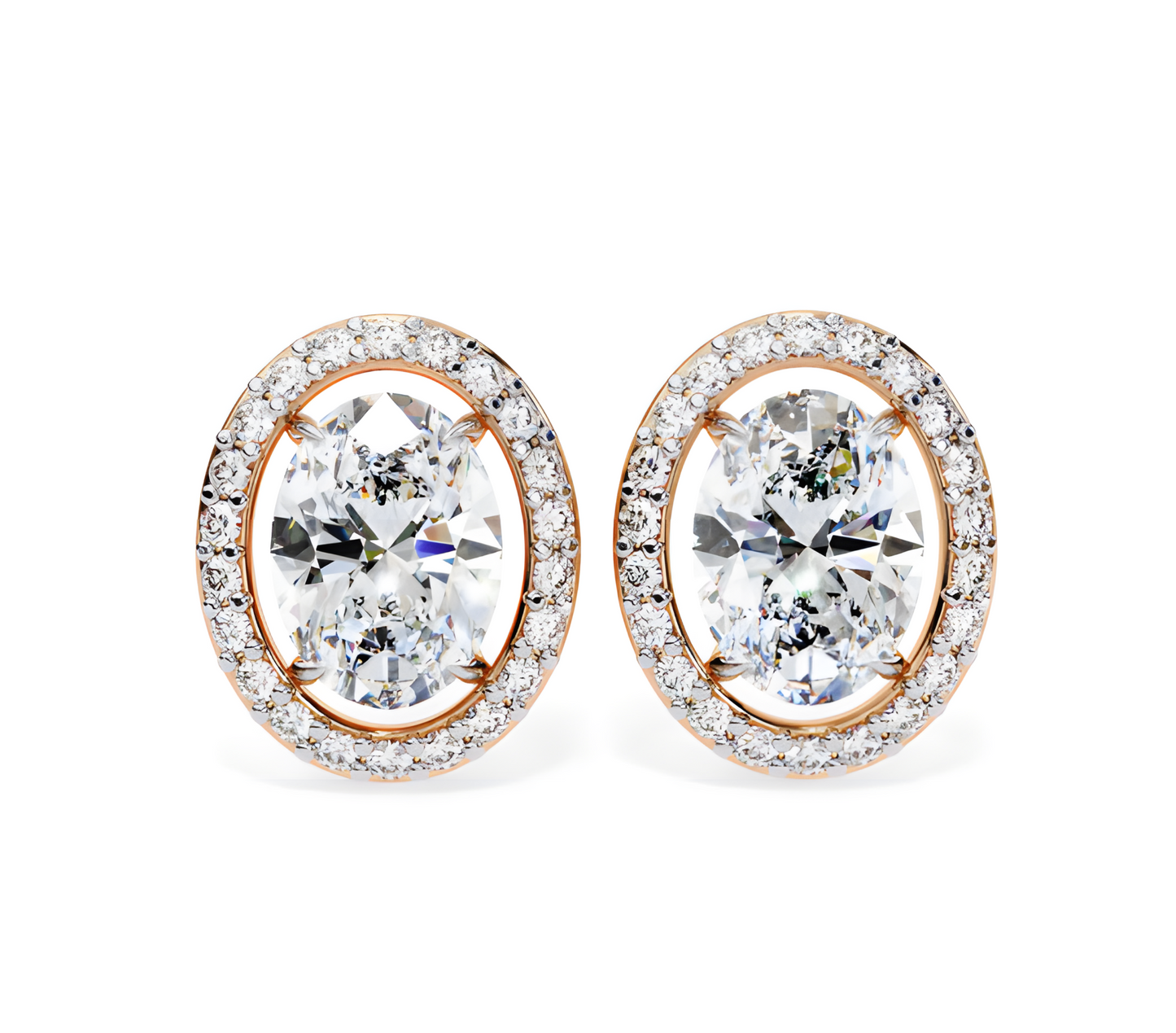 LGD Solitaire Ear Studs (3.44 cts) Oval Stone DCER-17