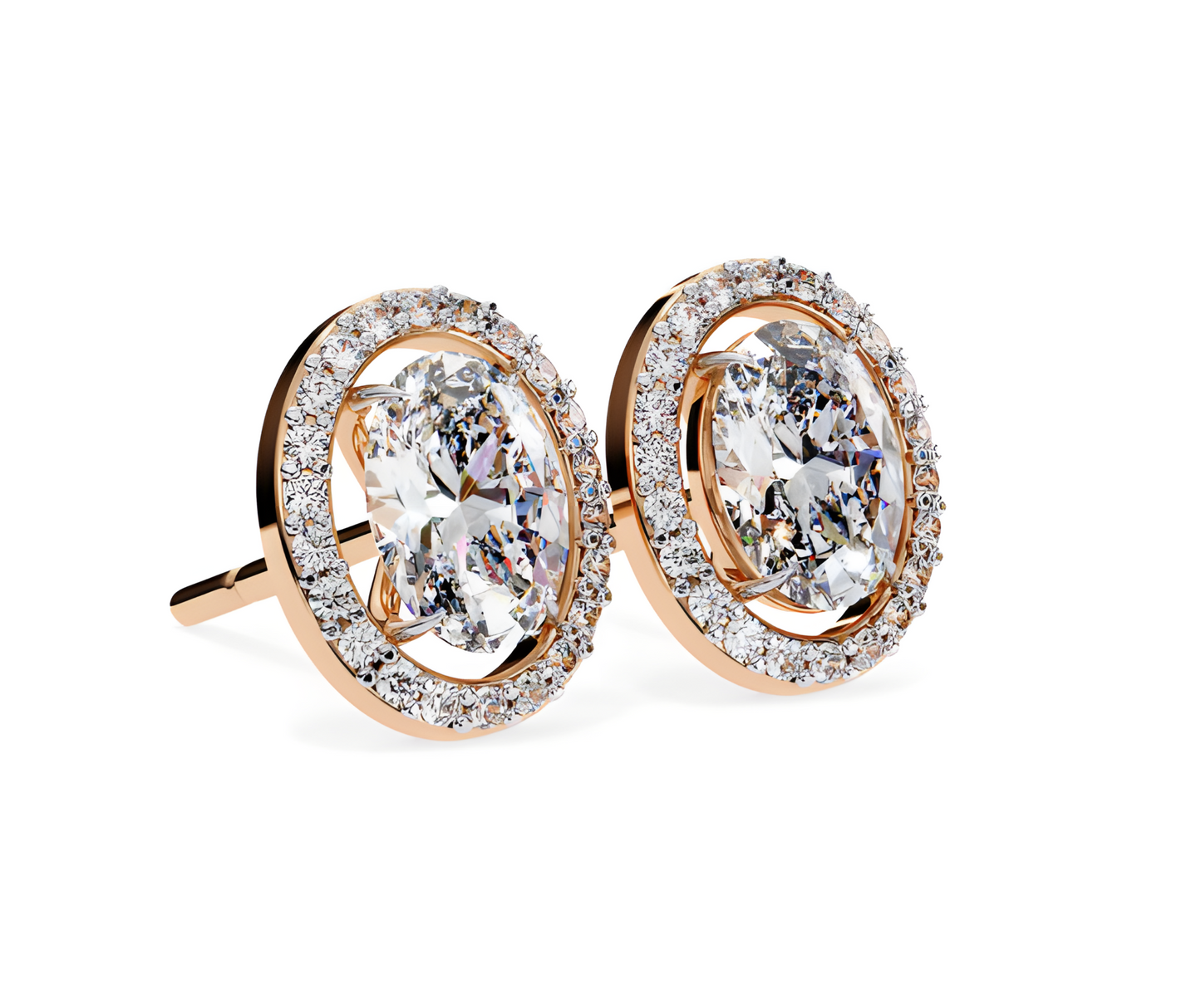 LGD Solitaire Ear Studs (3.44 cts) Oval Stone DCER-17