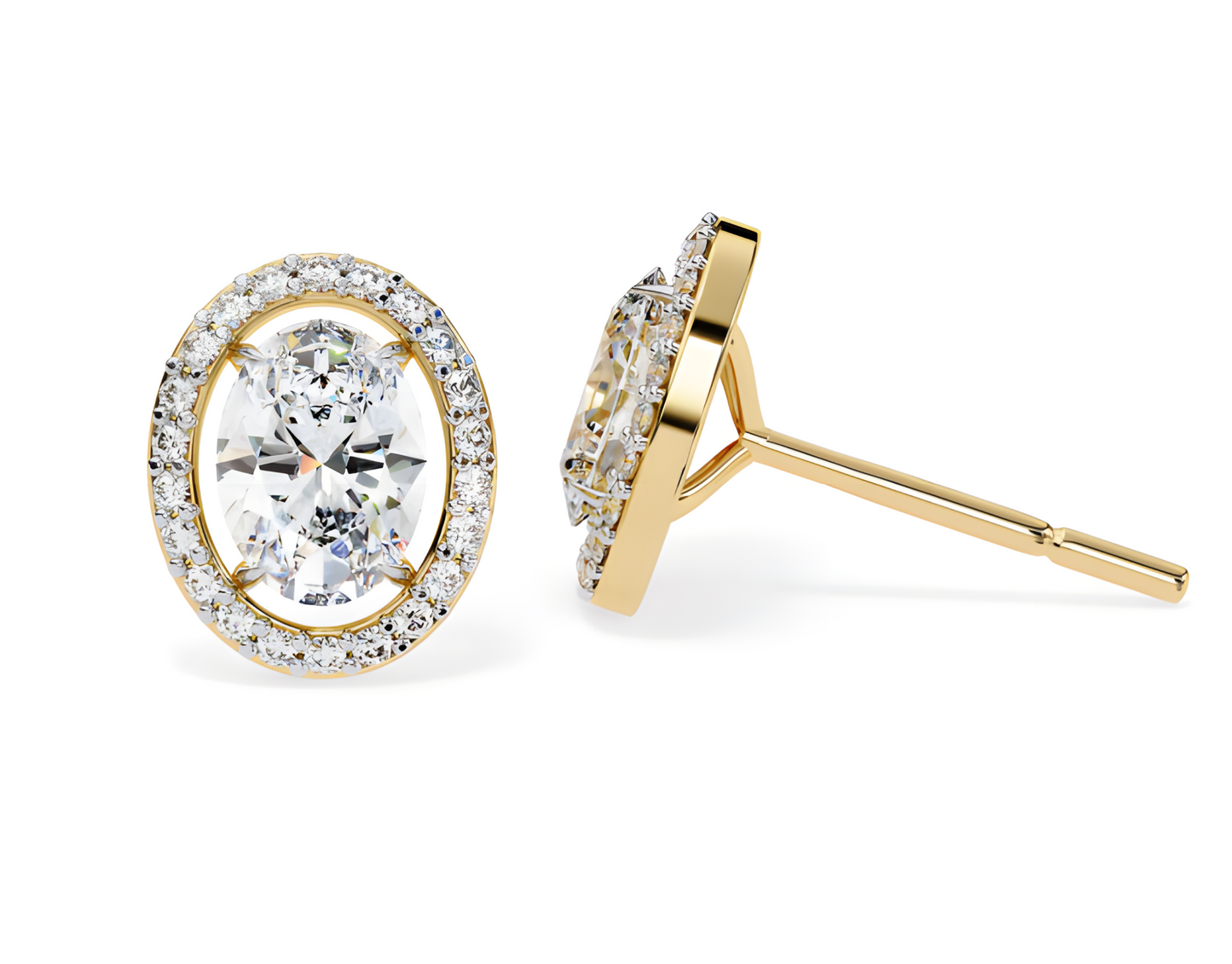 LGD Solitaire Ear Studs (3.44 cts) Oval Stone DCER-17