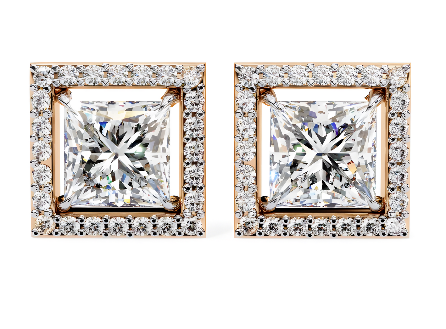 LGD Solitaire Ear Studs (1.58 cts)Princess Stone DCER-19