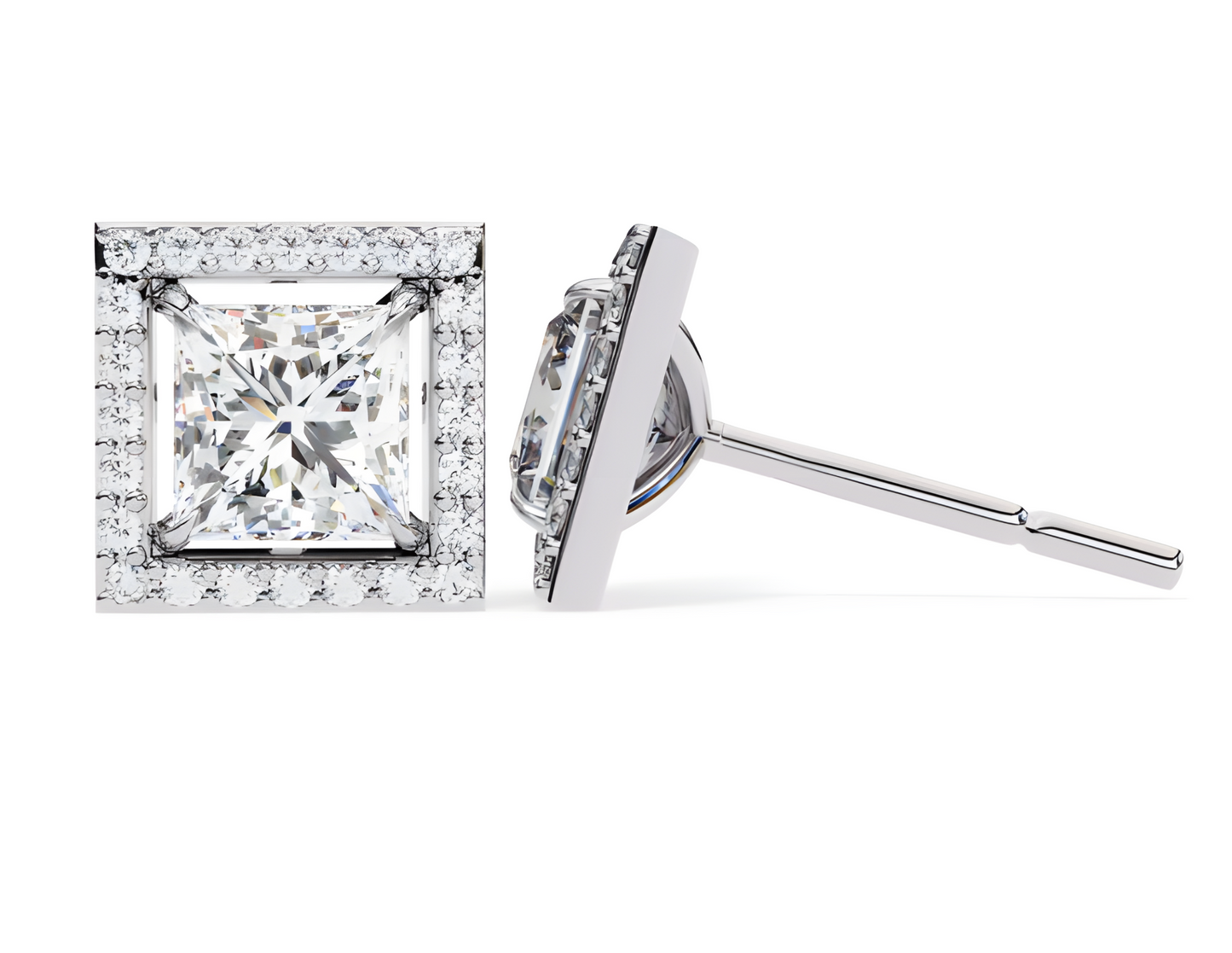 LGD Solitaire Ear Studs (1.58 cts)Princess Stone DCER-19