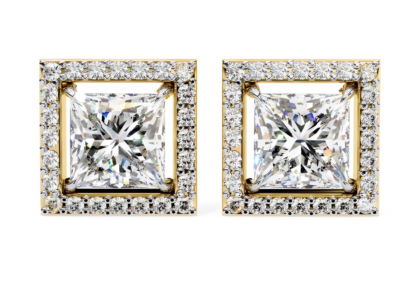 LGD Solitaire Ear Studs (1.58 cts)Princess Stone DCER-19