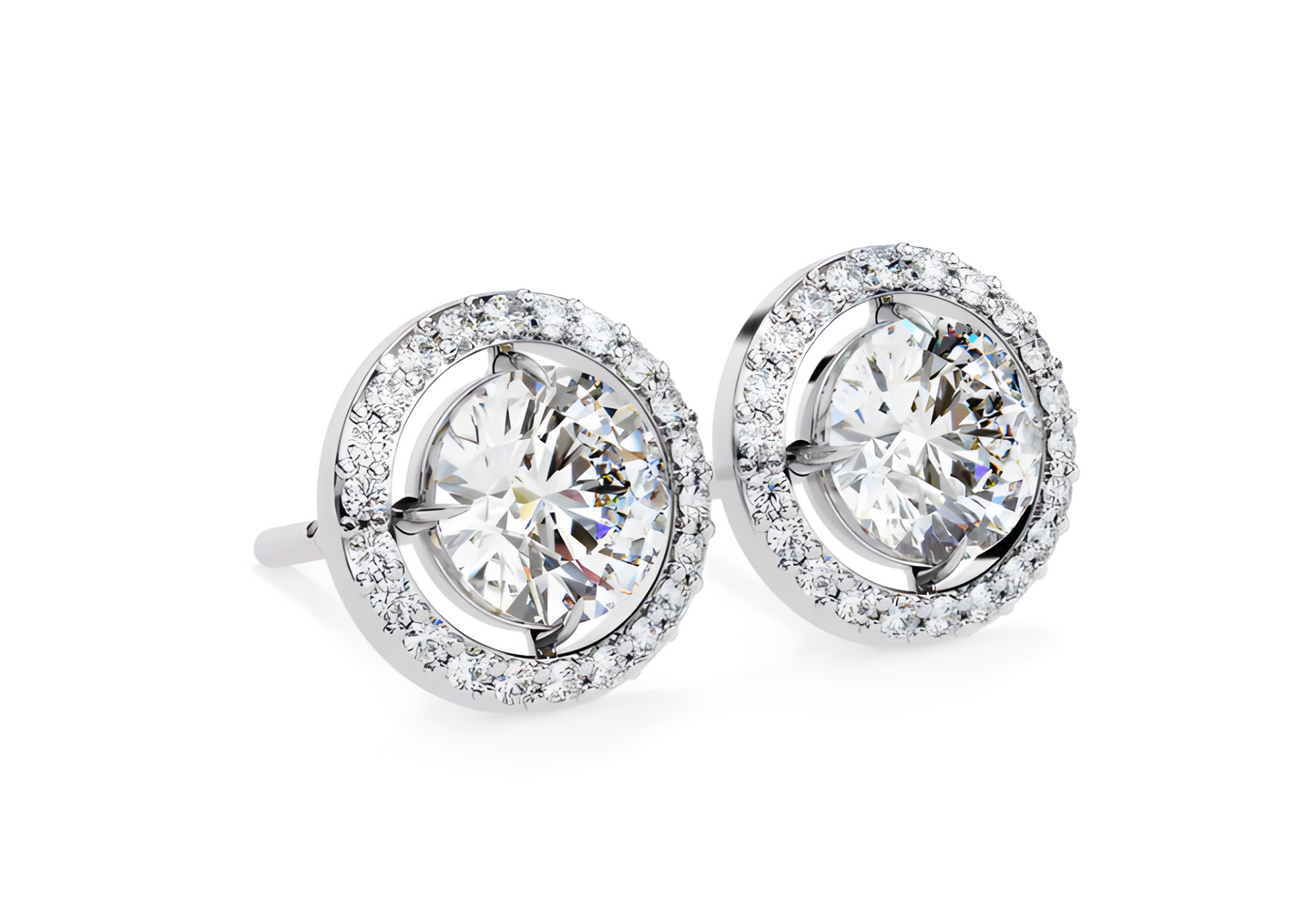 LGD Solitaire Ear Studs (1.82 cts) Round Stone DCER-20