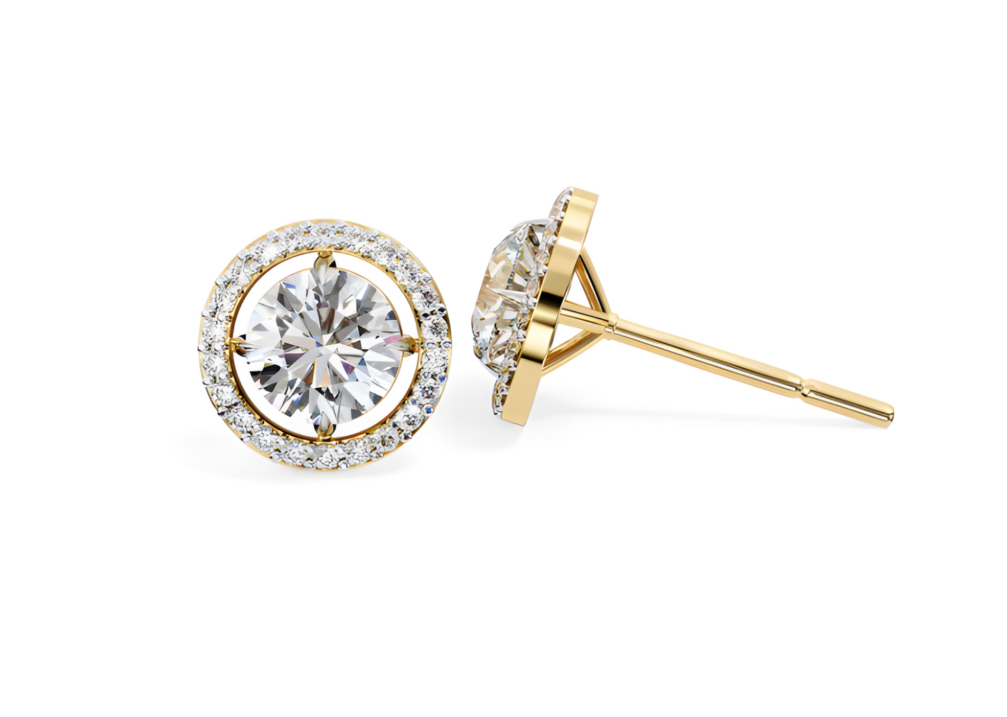 LGD Solitaire Ear Studs (1.82 cts) Round Stone DCER-20