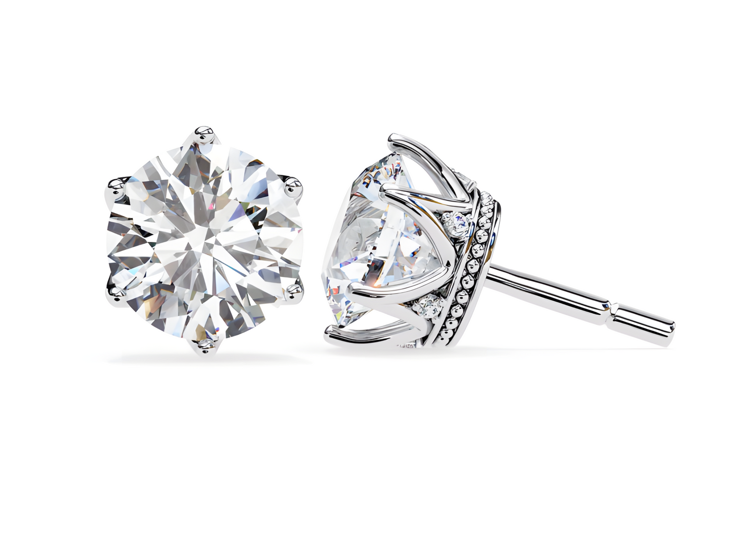 LGD Solitaire Ear Studs (2.54 cts) Round Stone DCER-12