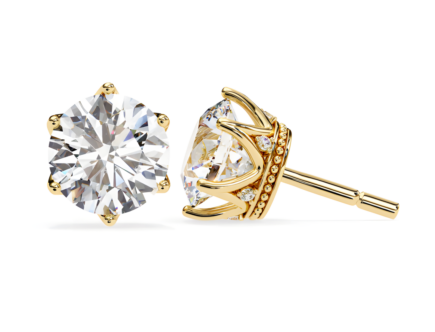LGD Solitaire Ear Studs (2.54 cts) Round Stone DCER-12