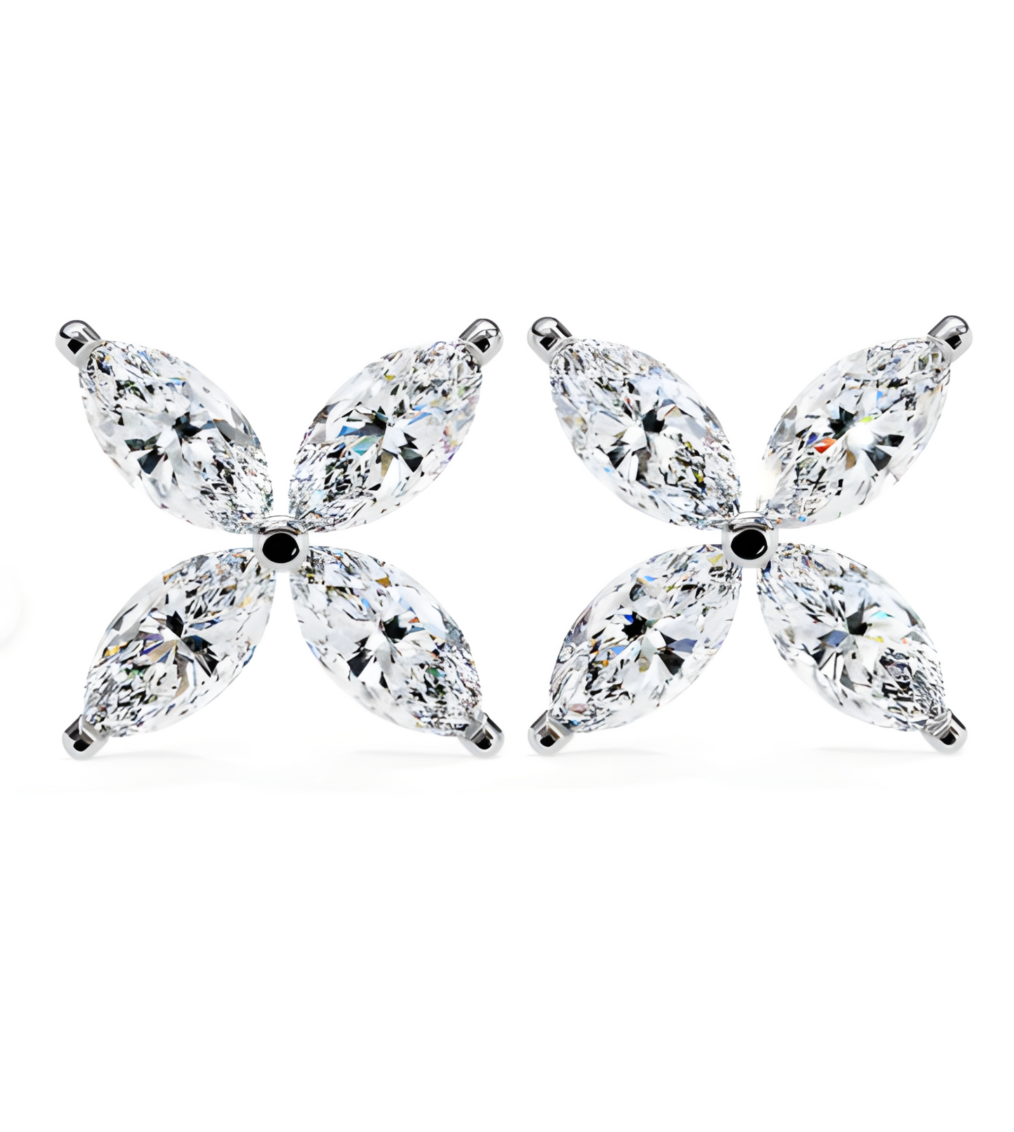 LGD Solitaire Ear Studs (0.88 cts) Marquise Flower Stone DCER-25