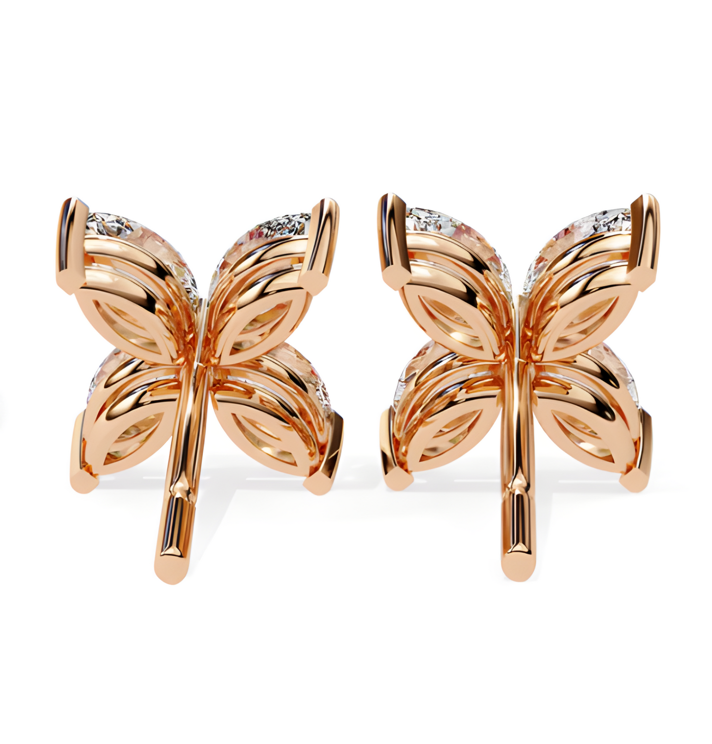 LGD Solitaire Ear Studs (0.88 cts) Marquise Flower Stone DCER-25