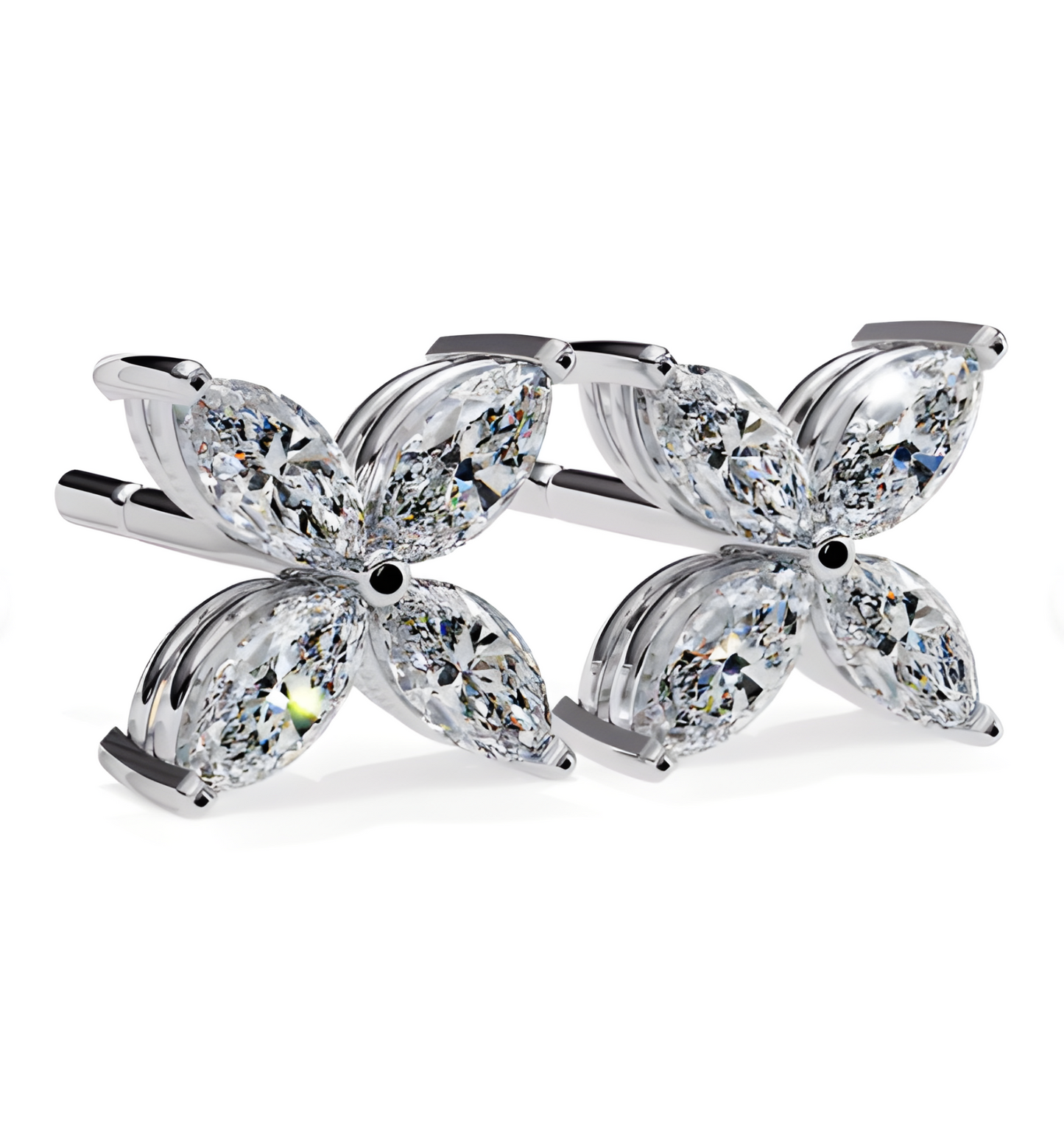 LGD Solitaire Ear Studs (0.88 cts) Marquise Flower Stone DCER-25