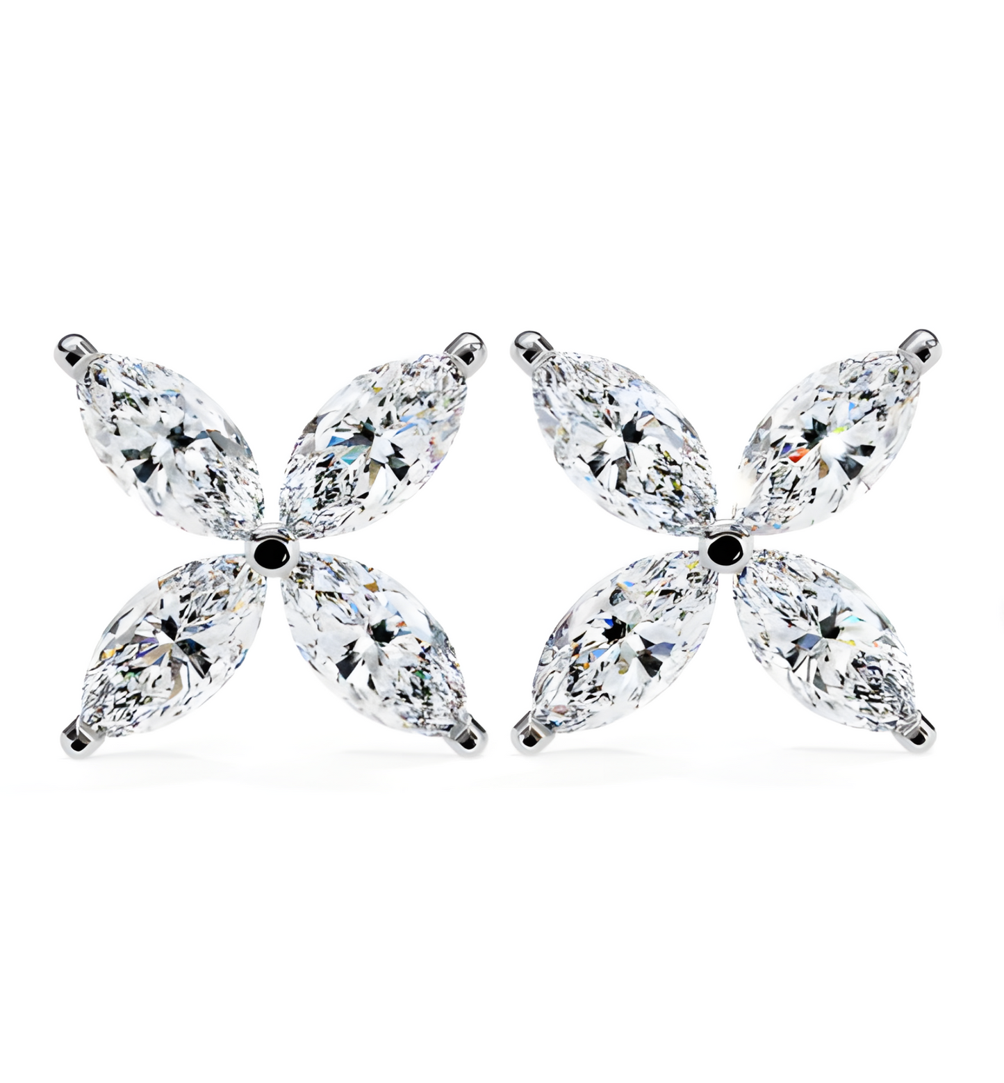 LGD Solitaire Ear Studs (0.88 cts) Marquise Flower Stone DCER-25