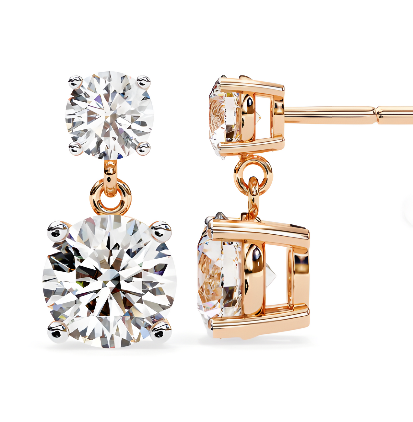 LGD Solitaire Ear Studs (2.89 cts) Round Stone DCER-13