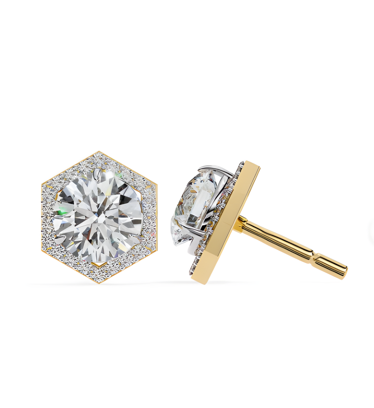 LGD Solitaire Ear Studs (2.36 cts) Hexagonal DCER-28