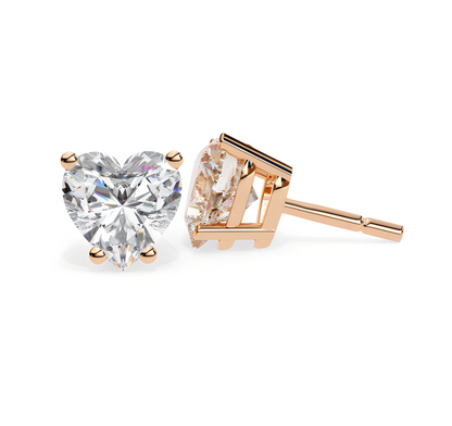 LGD Solitaire Ear Studs (2.40 cts) Heart Stone DCER-4