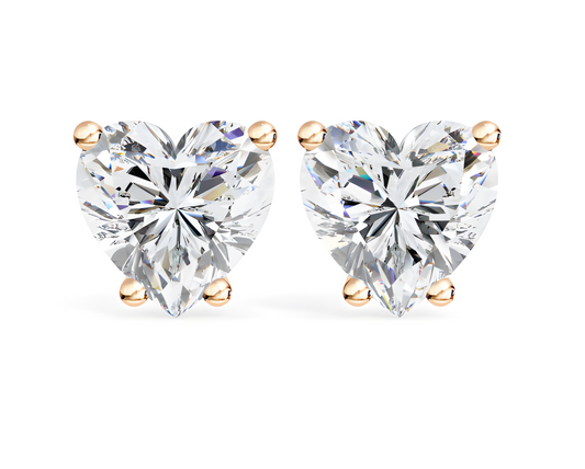 LGD Solitaire Ear Studs (2.40 cts) Heart Stone DCER-4