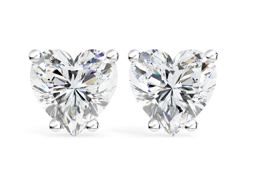 LGD Solitaire Ear Studs (2.40 cts) Heart Stone DCER-4