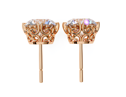 LGD Solitaire Ear Studs (3.10 cts) Round Stone DCER-6