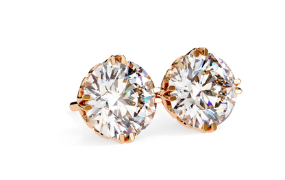 LGD Solitaire Ear Studs (3.10 cts) Round Stone DCER-6