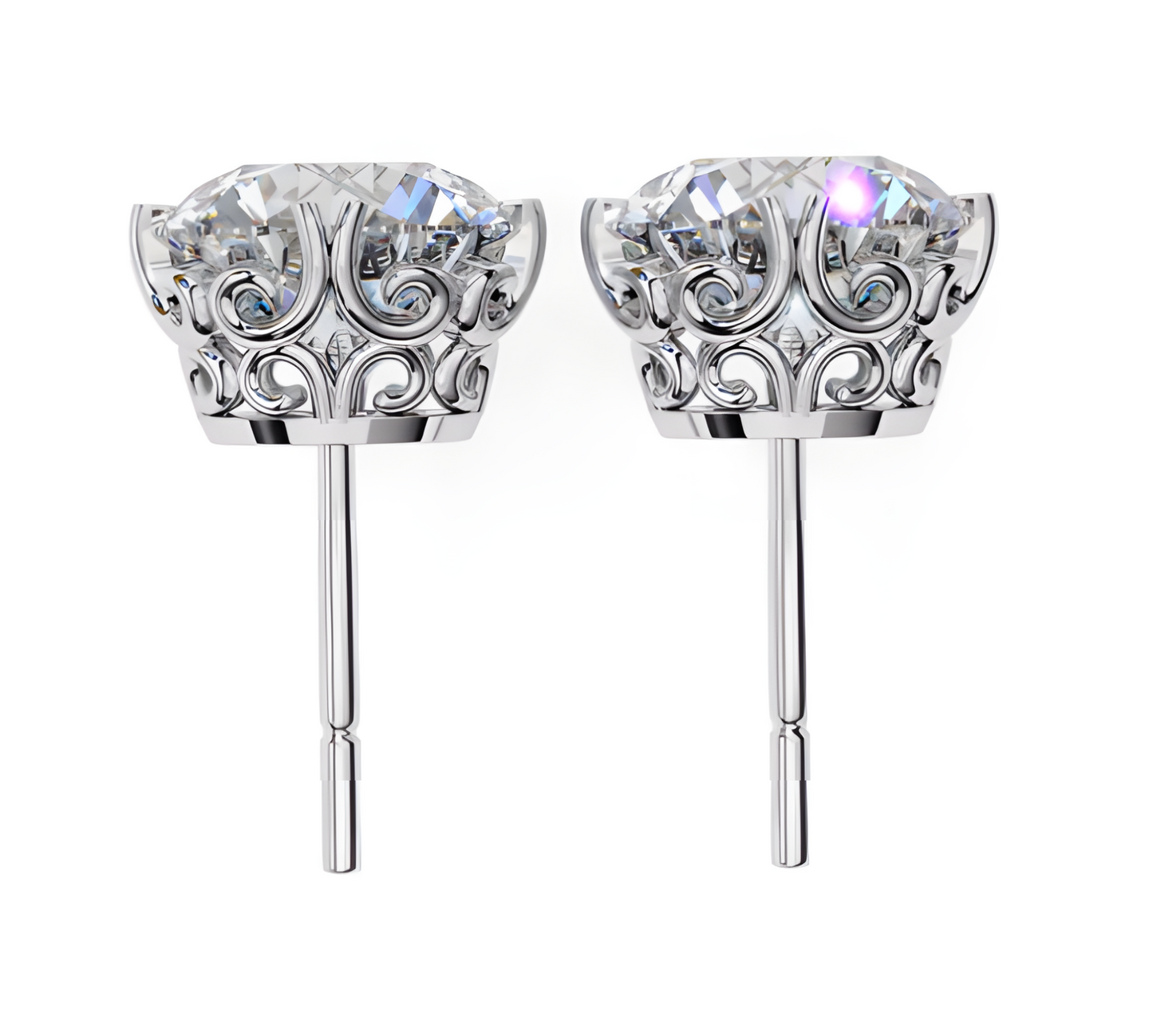 LGD Solitaire Ear Studs (3.10 cts) Round Stone DCER-6