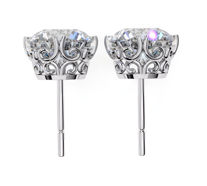 LGD Solitaire Ear Studs (3.10 cts) Round Stone DCER-6