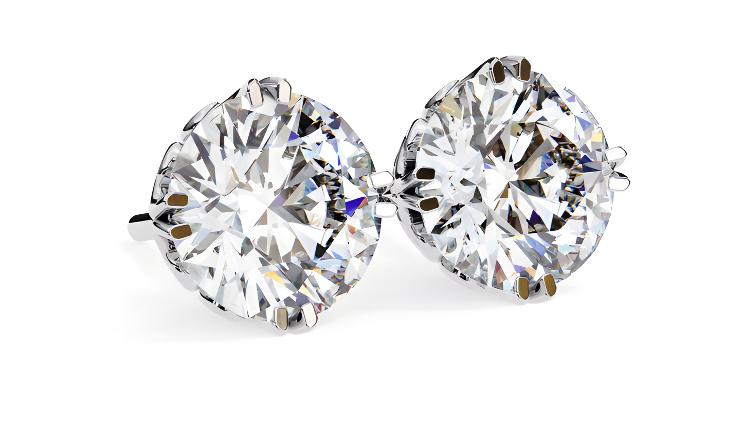 LGD Solitaire Ear Studs (3.10 cts) Round Stone DCER-6
