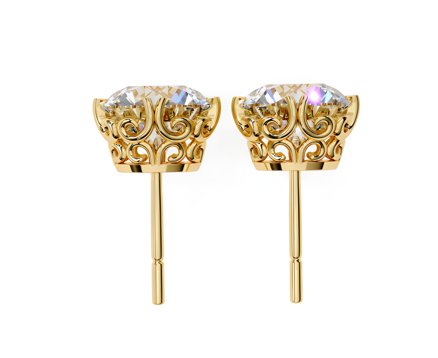 LGD Solitaire Ear Studs (3.10 cts) Round Stone DCER-6