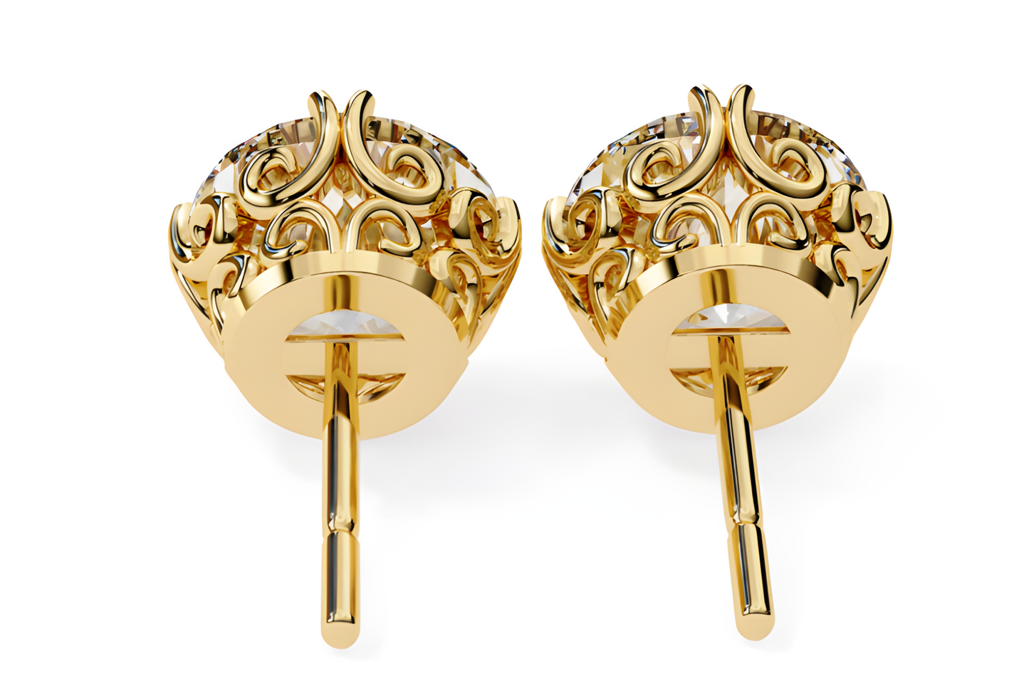 LGD Solitaire Ear Studs (3.10 cts) Round Stone DCER-6
