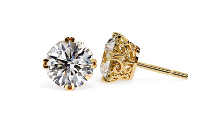 LGD Solitaire Ear Studs (3.10 cts) Round Stone DCER-6