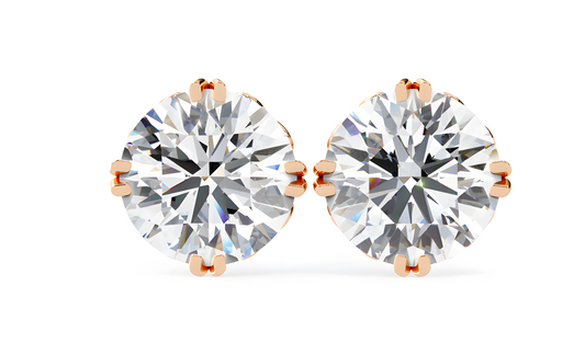LGD Solitaire Ear Studs (3.10 cts) Round Stone DCER-6