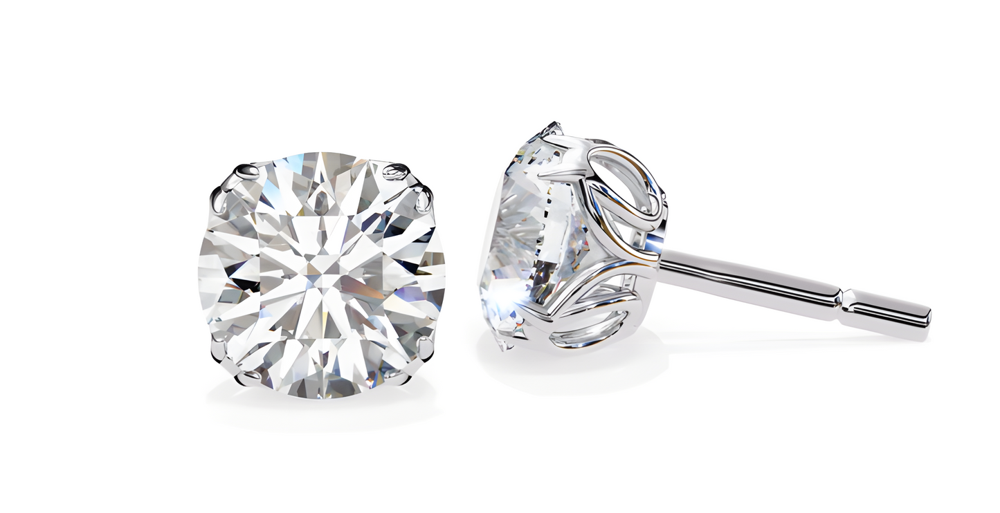 LGD Solitaire Ear Studs (2.10 cts) Round Stone DCER-7