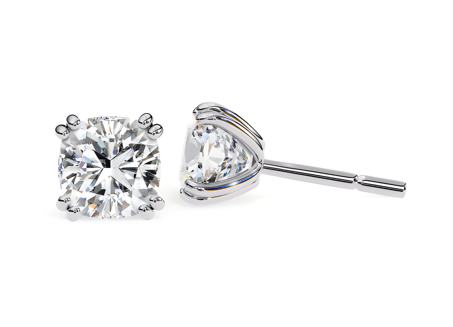 LGD Solitaire Ear Studs (2.24 cts) Cushion Brilliant Stone DCER-8