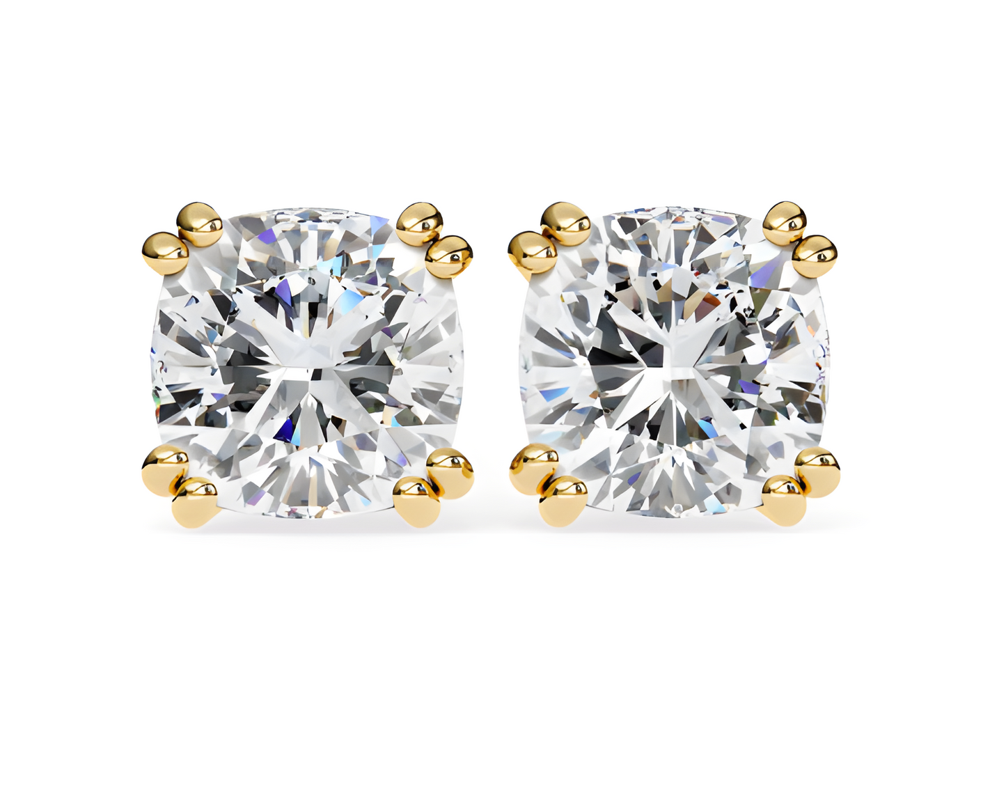 LGD Solitaire Ear Studs (2.24 cts) Cushion Brilliant Stone DCER-8