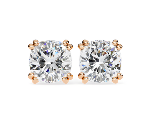 LGD Solitaire Ear Studs (2.24 cts) Cushion Brilliant Stone DCER-8