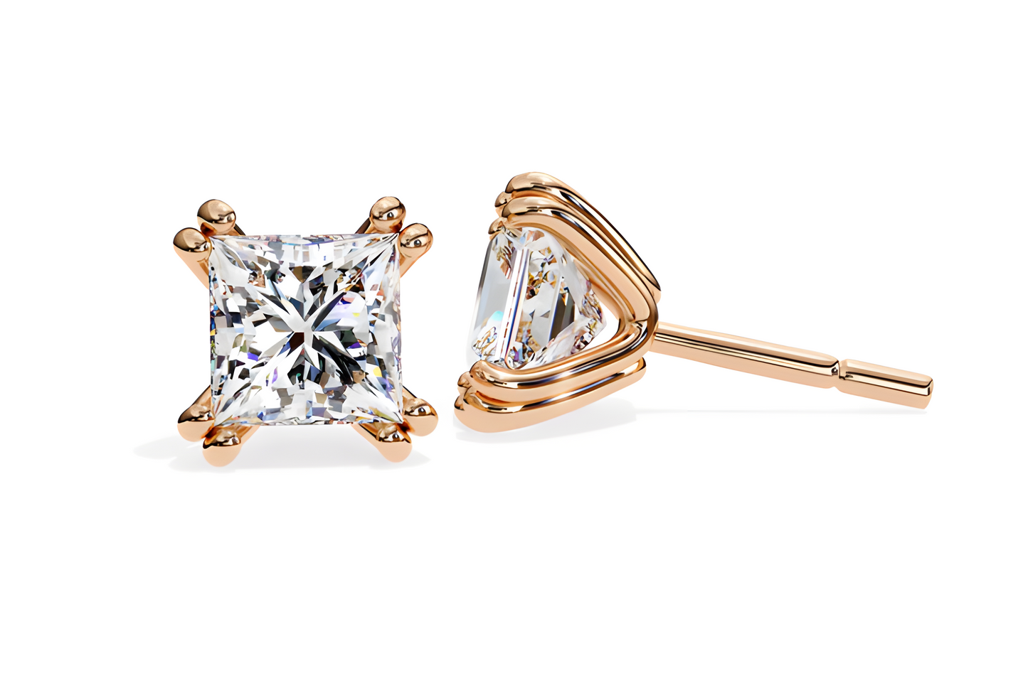 LGD Solitaire Ear Studs (2.42 cts) Princess  Stone DCER-9