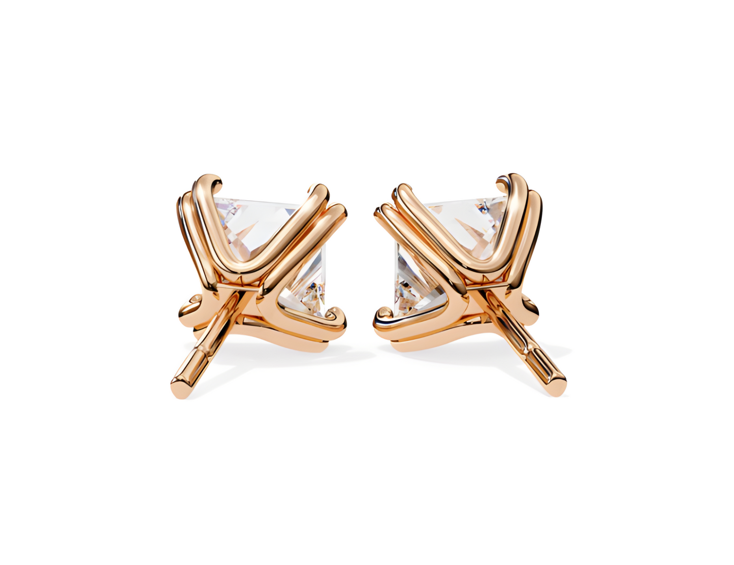 LGD Solitaire Ear Studs (2.42 cts) Princess  Stone DCER-9