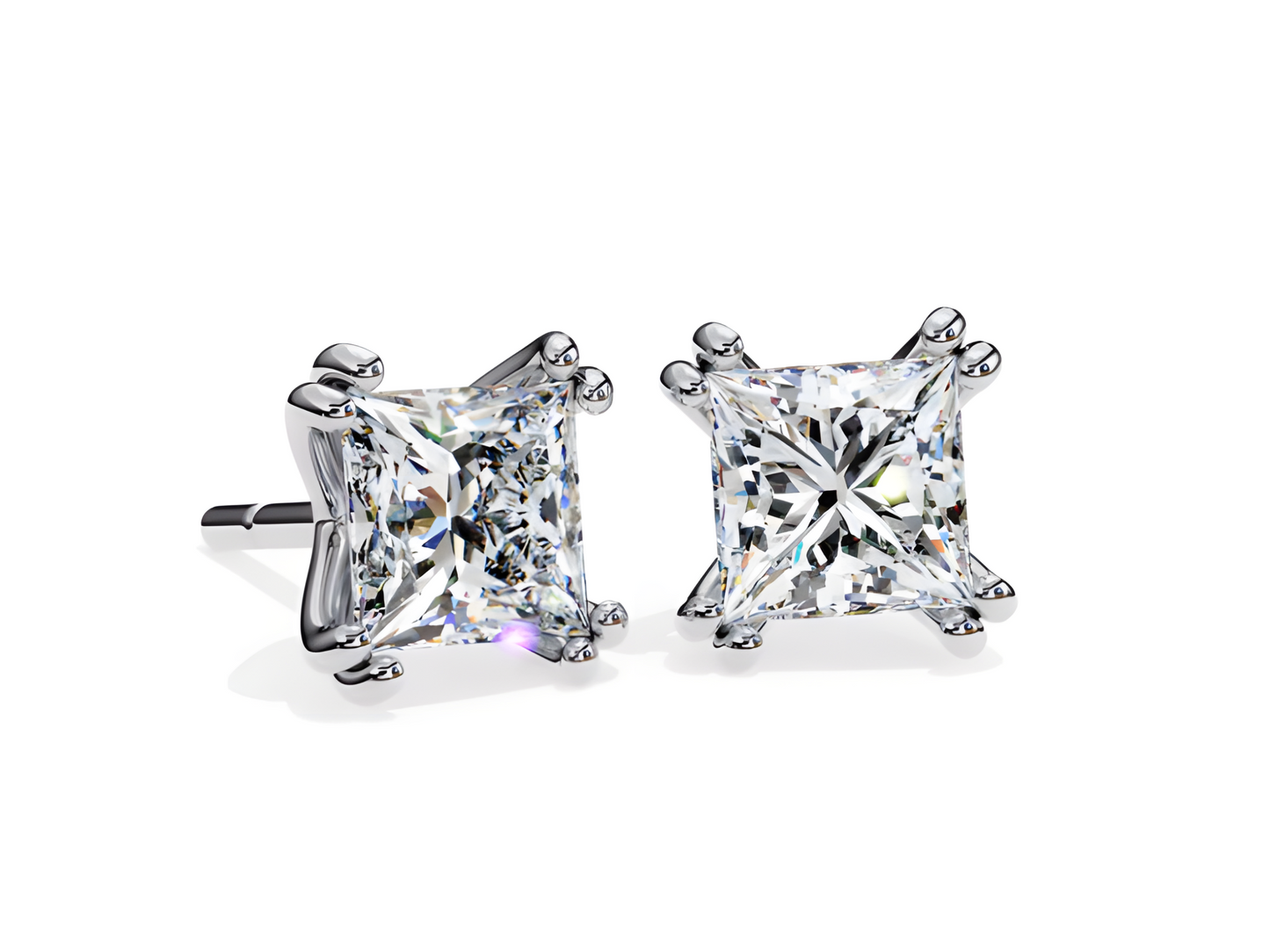 LGD Solitaire Ear Studs (2.42 cts) Princess  Stone DCER-9
